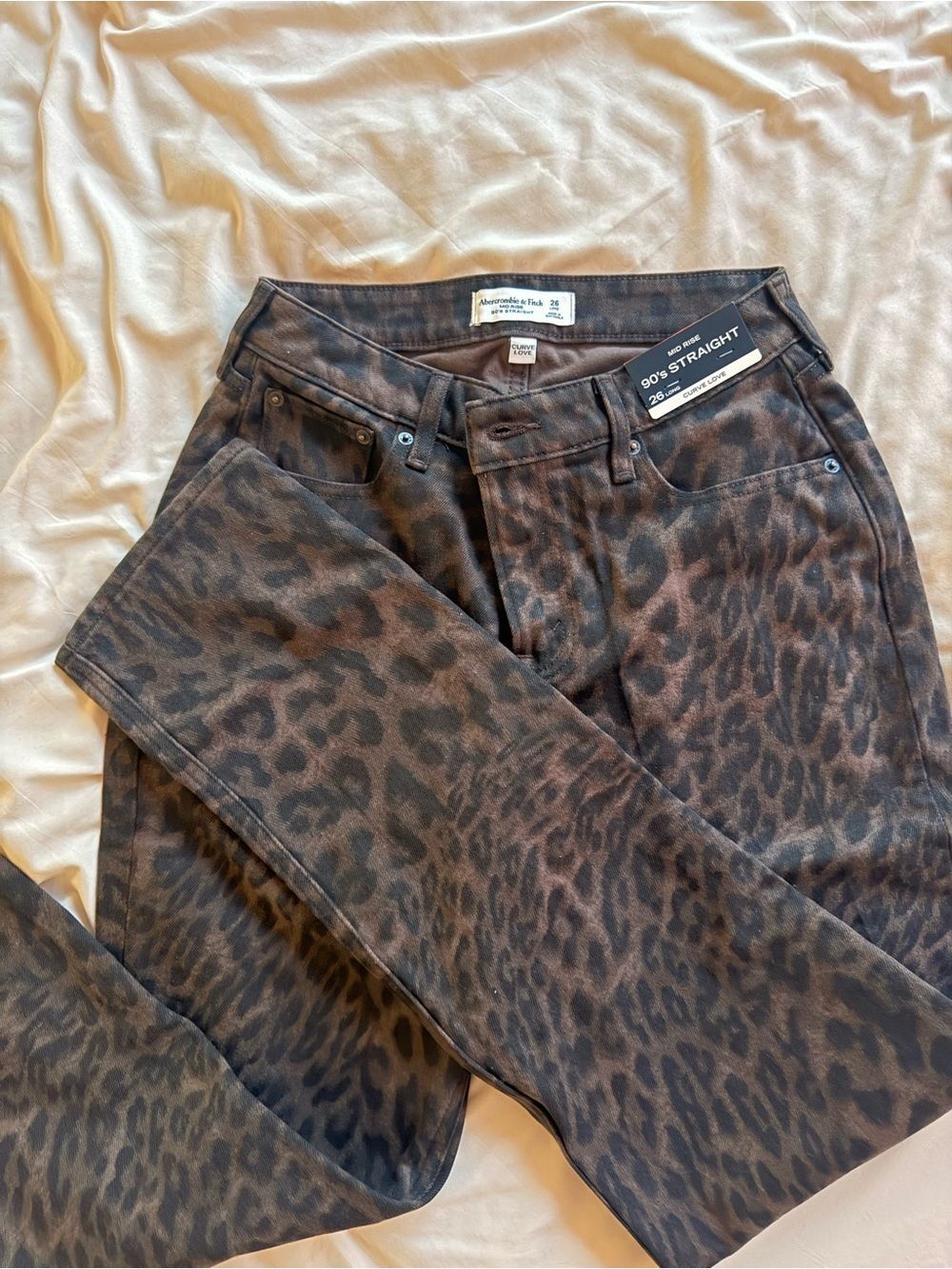 NWT curve love mid-rise Leopard Print Straight Leg Jeans cheetah long - Picture 9 of 9